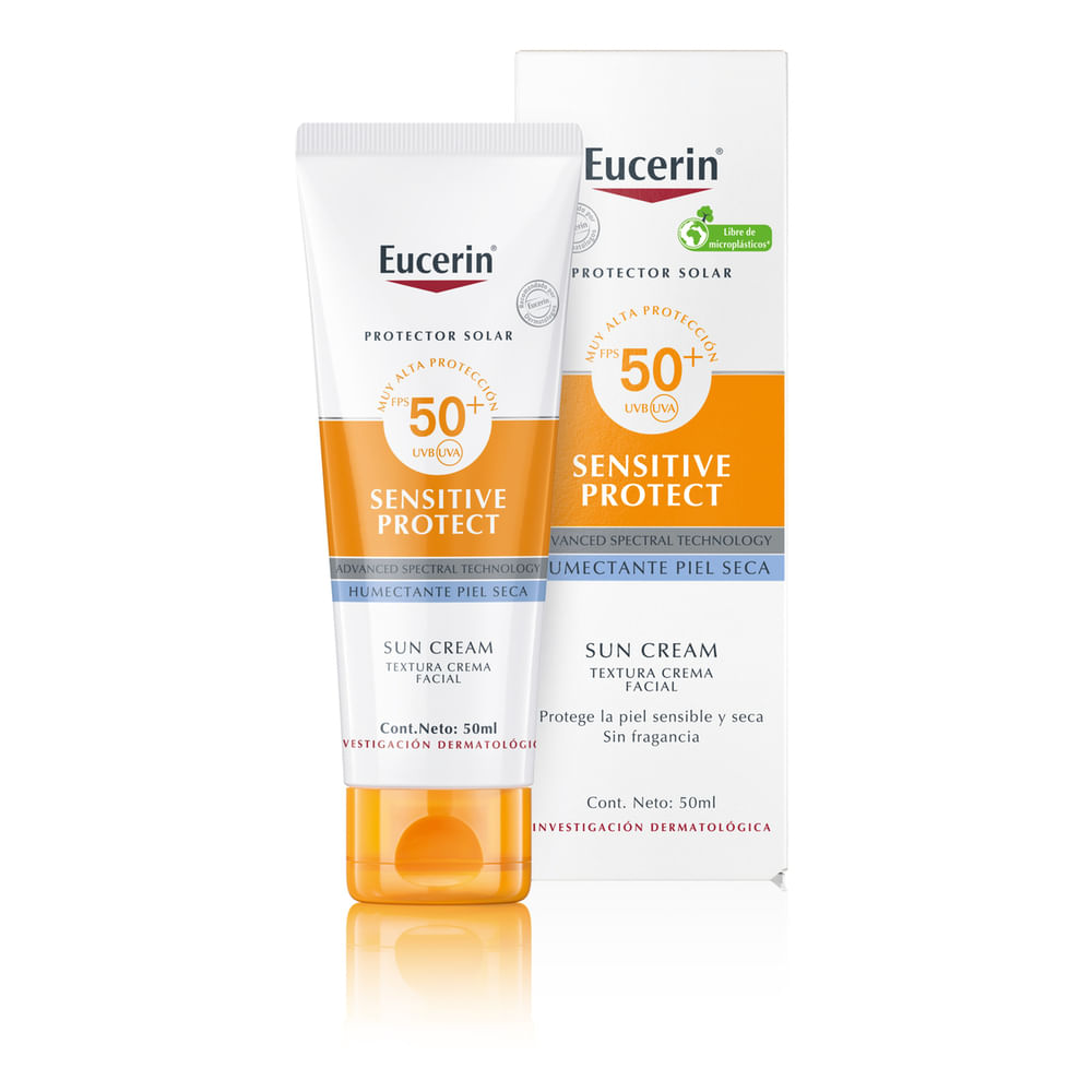 Protector Solar Facial Eucerin Sensitive Protect para Piel Sensible y Seca Fps 50+ x 50 ml