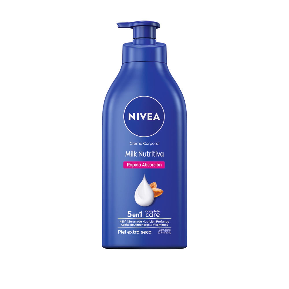 Crema Corporal Hidratante Nivea Milk Nutritiva 5 en 1 para Piel Extra Seca x 625 ml